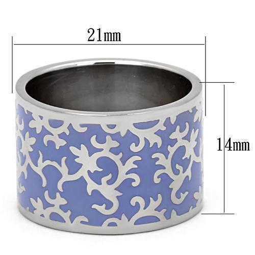 TK825 High Polished Stainless Steel Ring featuring a vibrant amethyst epoxy center stone, showcasing a sleek and modern design.