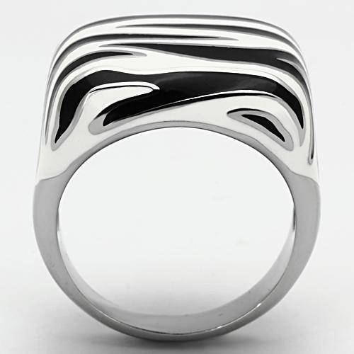 TK848 High Polished Stainless Steel Ring featuring a vibrant multi-color epoxy center stone, showcasing its elegant design and polished finish.