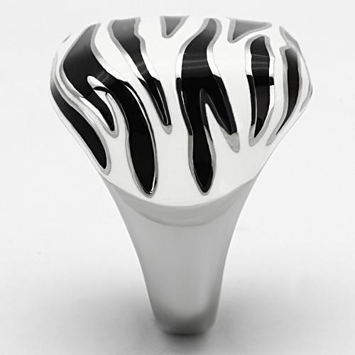 TK848 High Polished Stainless Steel Ring featuring a vibrant multi-color epoxy center stone, showcasing its elegant design and polished finish.