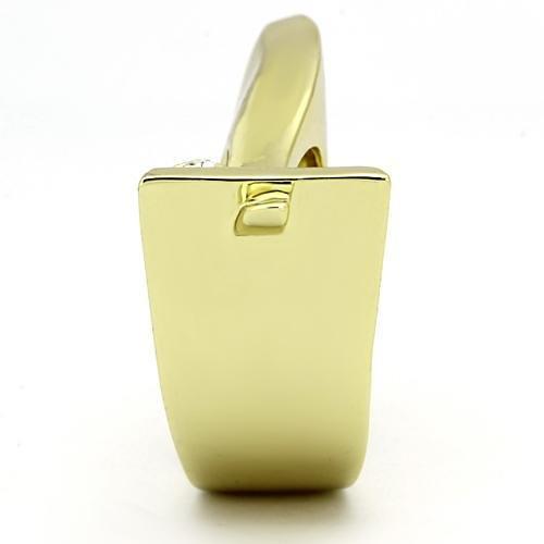 TK853 IP Gold Stainless Steel Ring featuring a clear top-grade crystal centerpiece, showcasing a luxurious design and durable material.