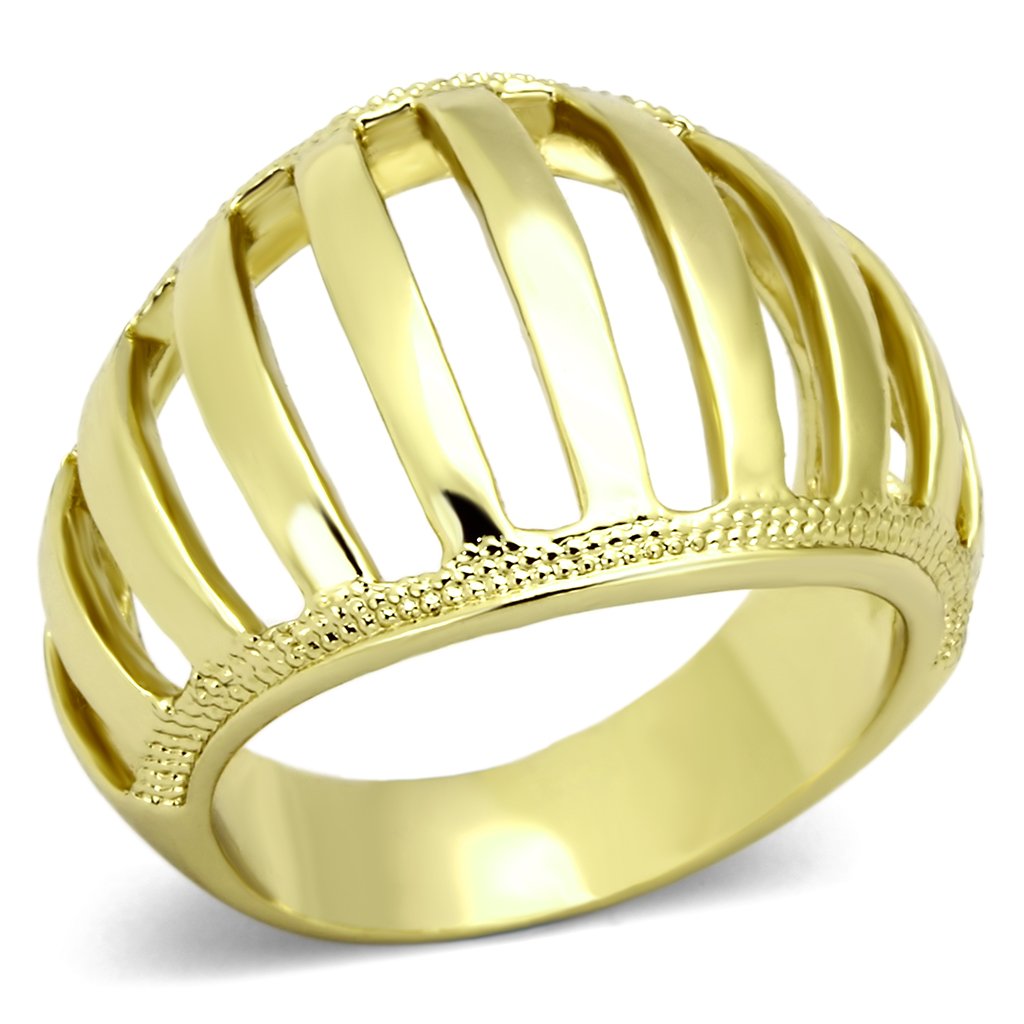 TK858 IP Gold Stainless Steel Ring with a sleek, minimalist design and no stone, showcasing its elegant gold finish.