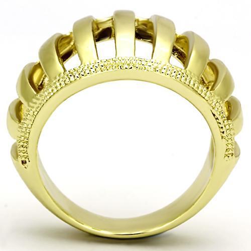 TK858 IP Gold Stainless Steel Ring with a sleek, minimalist design and no stone, showcasing its elegant gold finish.