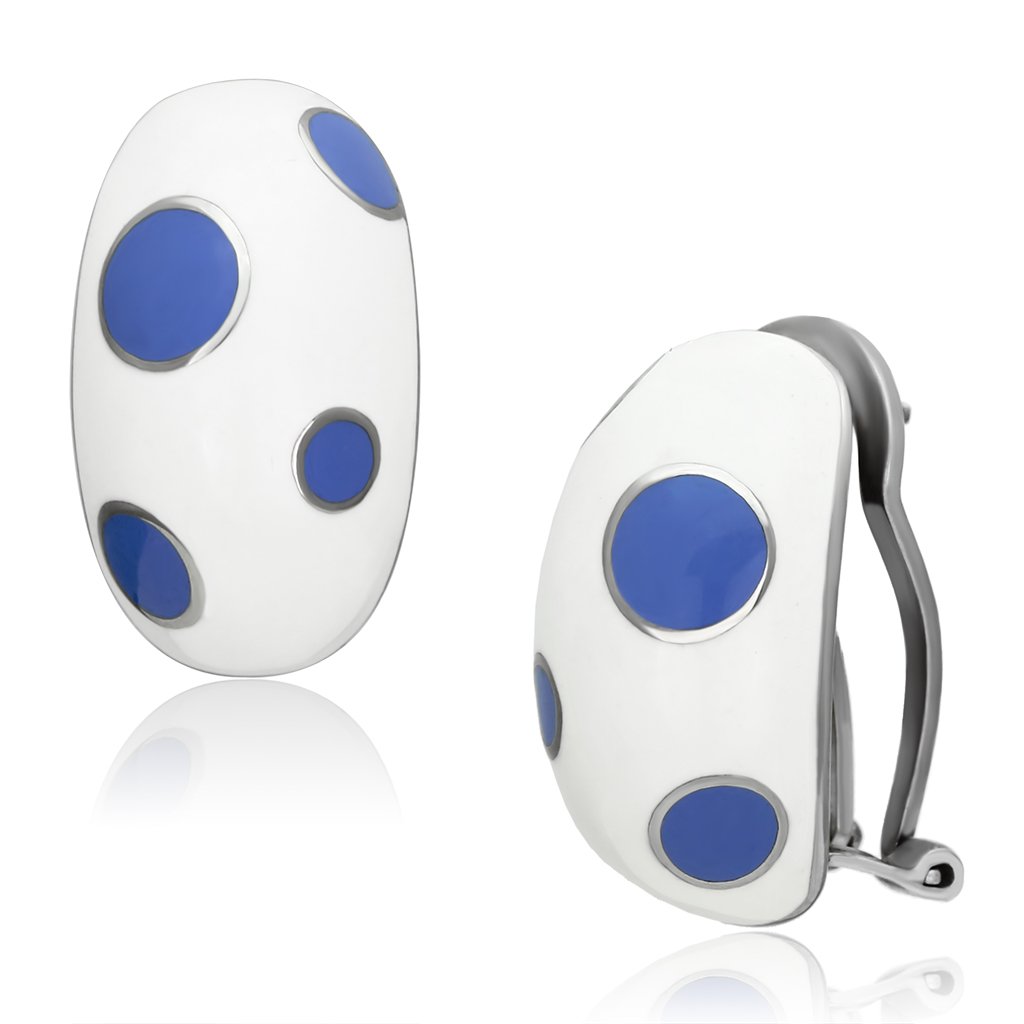TK900 High Polished Stainless Steel Earrings featuring a vibrant multi-color epoxy center stone, showcasing a sleek and elegant design.
