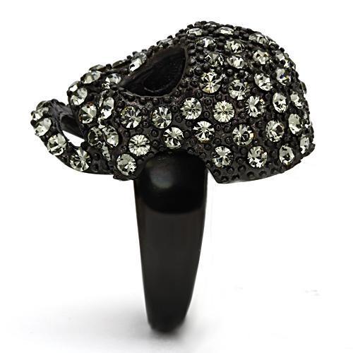 TK992 IP Black Stainless Steel Ring featuring a top-grade black diamond crystal, showcasing a sleek and modern design.