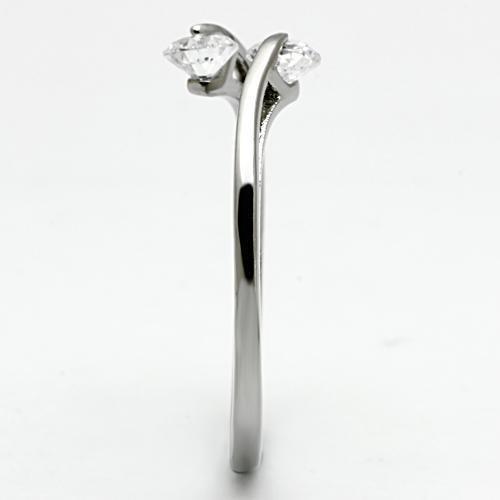 TK995 High Polished Stainless Steel Ring featuring AAA Grade clear CZ center stone, showcasing its elegant design and shine.