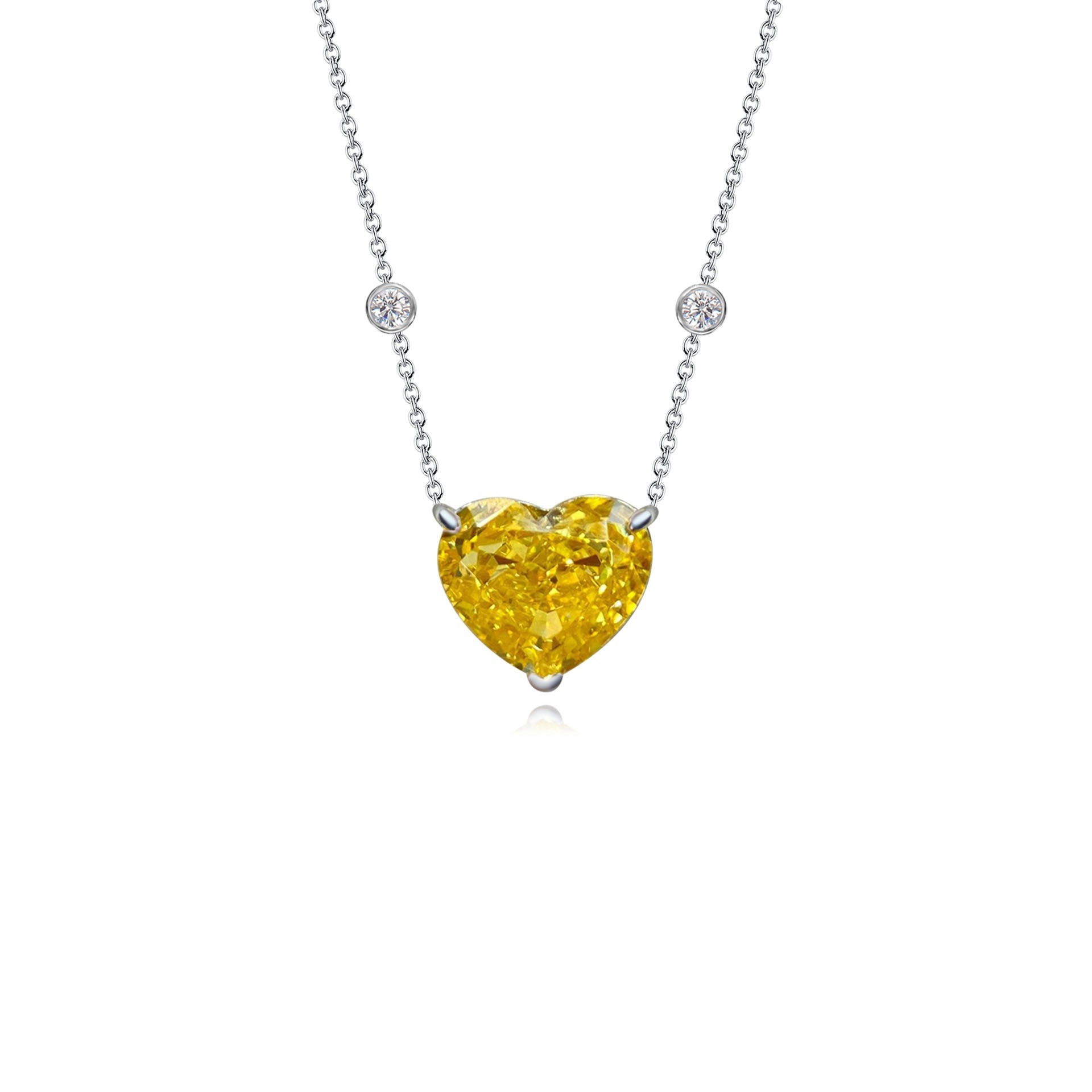 Elegant heart necklace made of 925 sterling silver and white gold, featuring a 52cm chain.