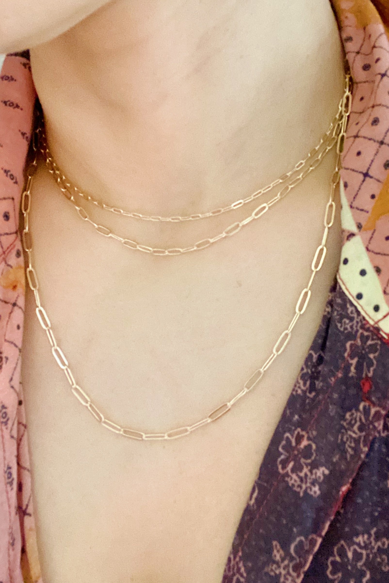 Triple The Fun Chain Link Necklace set featuring three distinct dainty chains in alloy metal with adjustable lengths.