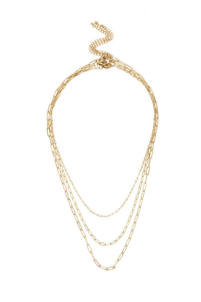 Triple The Fun Chain Link Necklace set featuring three distinct dainty chains in alloy metal with adjustable lengths.