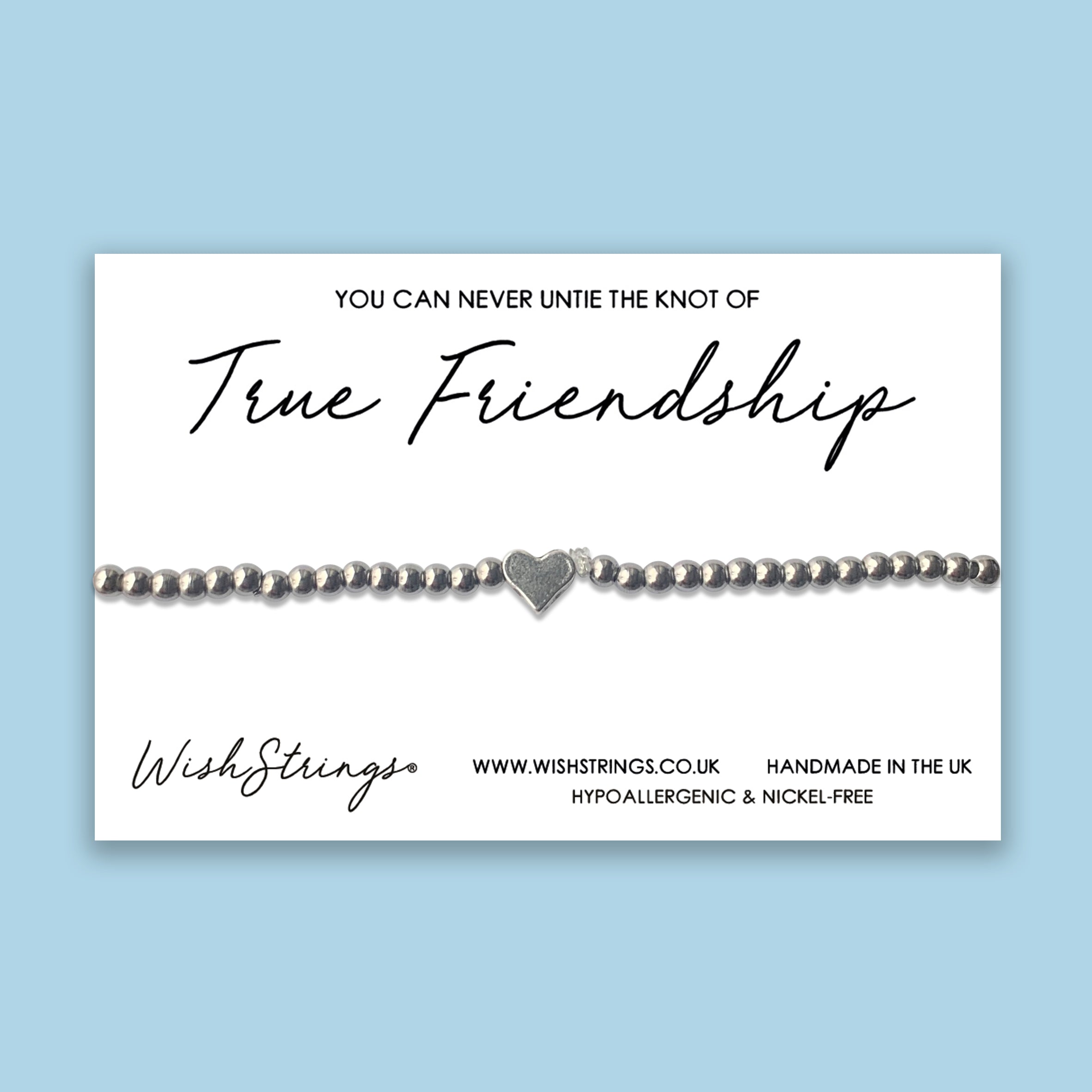 True Friendship Heart Stretch Bracelet, handmade with love, featuring a heart design and durable beaded stretch material.