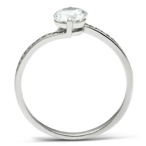 TS057 Rhodium 925 Sterling Silver Ring featuring a clear AAA Grade CZ stone, showcasing elegance and craftsmanship.