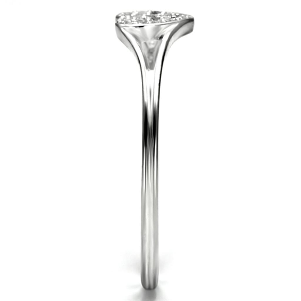 TS073 Rhodium 925 Sterling Silver Ring featuring a clear AAA Grade CZ stone, showcasing its elegant design and shiny finish.