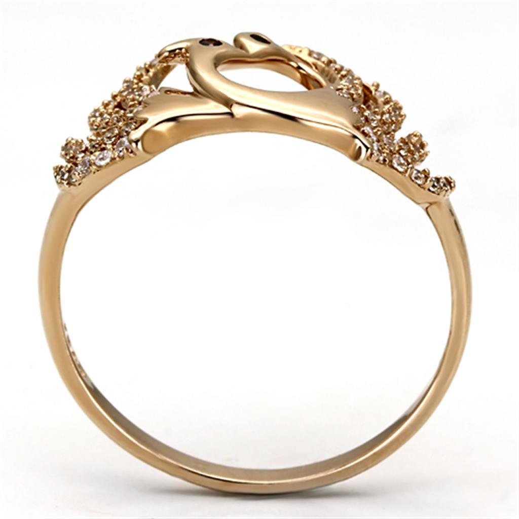 TS097 Rose Gold 925 Sterling Silver Ring featuring AAA Grade CZ center stone in garnet color, elegantly designed for any occasion.