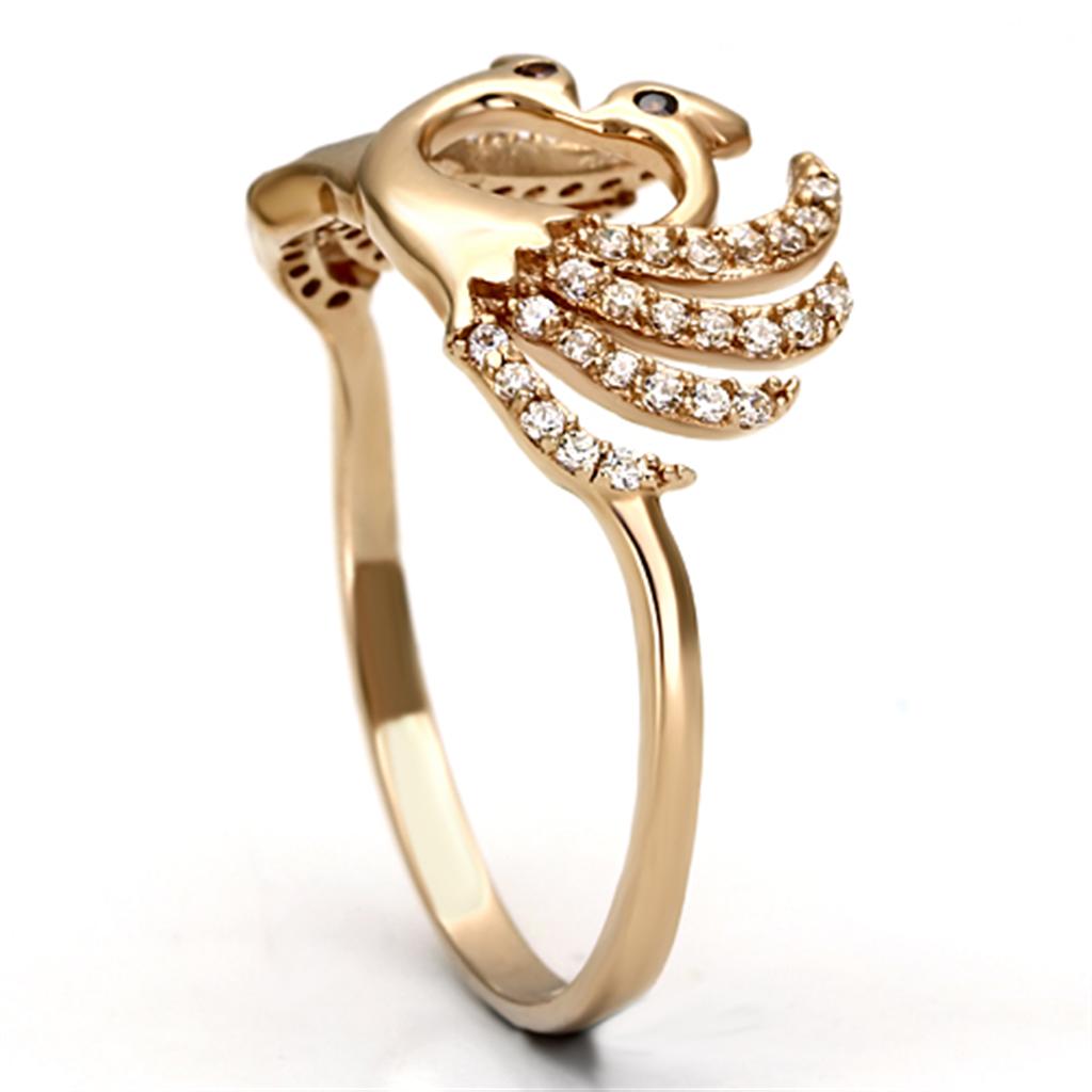 TS097 Rose Gold 925 Sterling Silver Ring featuring AAA Grade CZ center stone in garnet color, elegantly designed for any occasion.