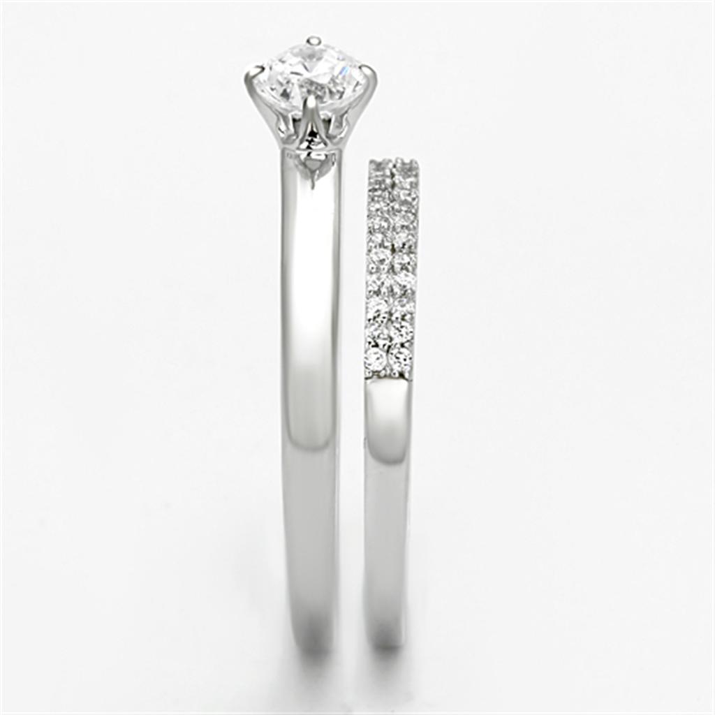 TS110 Rhodium 925 Sterling Silver Ring featuring a clear AAA Grade CZ stone, showcasing its elegant design and high-quality materials.