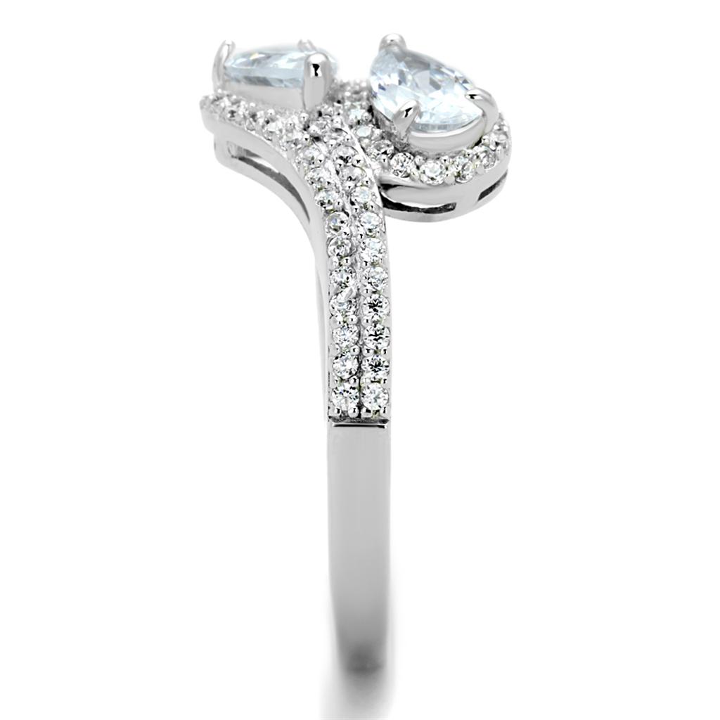TS186 Rhodium 925 Sterling Silver Ring featuring a clear AAA Grade CZ stone, showcasing its elegant design and high-quality finish.
