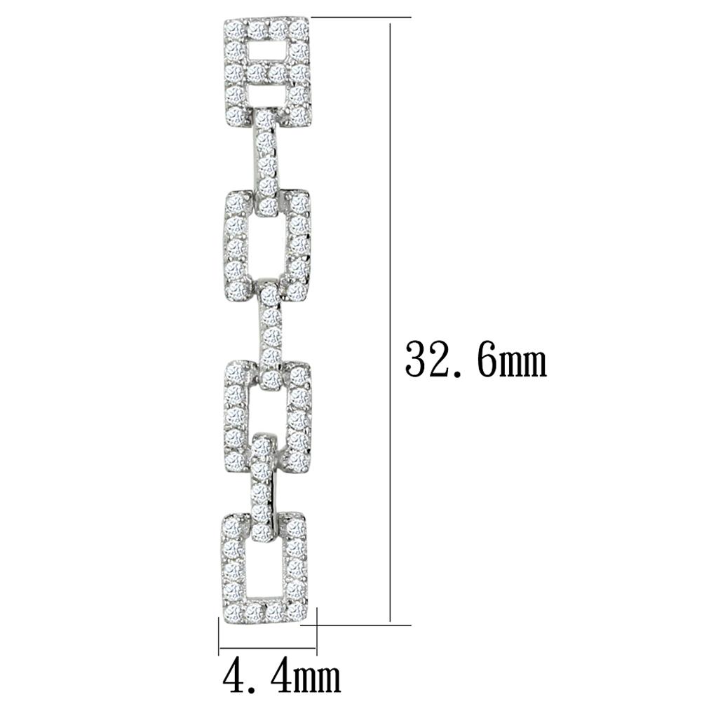 TS326 Rhodium 925 Sterling Silver Earrings featuring AAA Grade clear CZ stones, showcasing elegance and sparkle.