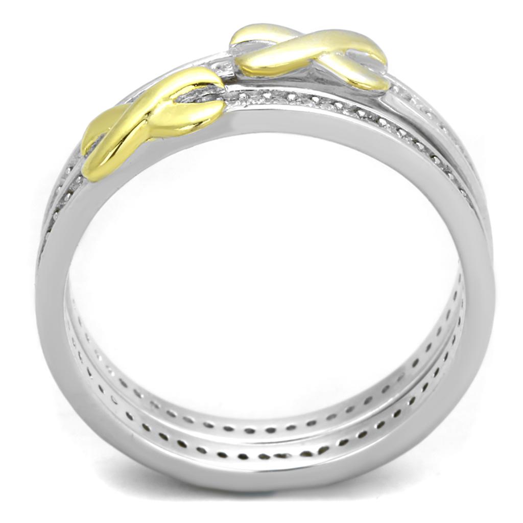 TS374 Reverse Two-Tone 925 Sterling Silver Ring featuring AAA Grade Clear CZ stone, showcasing its elegant design and craftsmanship.