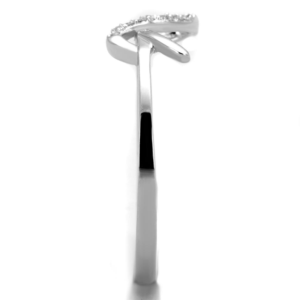 TS426 Rhodium 925 Sterling Silver Ring featuring a clear AAA Grade CZ stone, showcasing its elegant design and high-quality materials.