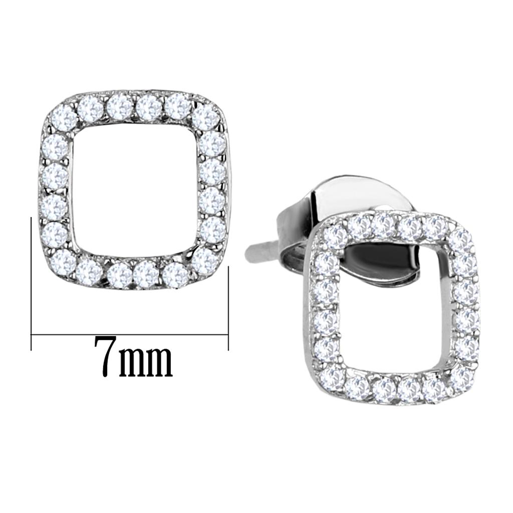 TS445 Rhodium 925 Sterling Silver Earrings featuring AAA Grade clear cubic zirconia, showcasing elegance and shine.