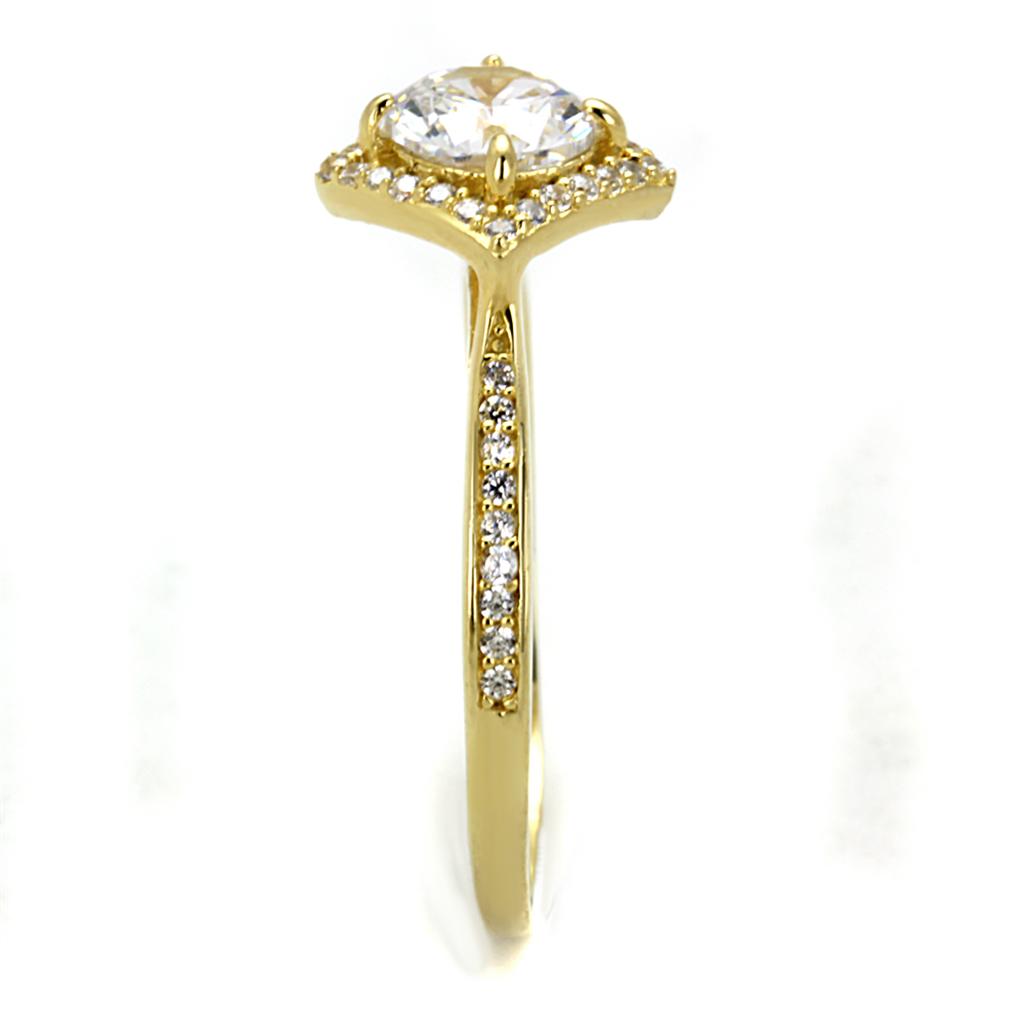 TS500 Gold 925 Sterling Silver Ring featuring a clear AAA Grade CZ stone, elegantly designed for a luxurious look.
