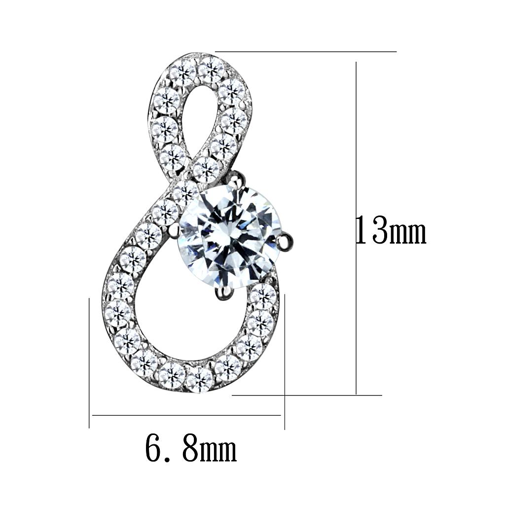 TS529 Rhodium 925 Sterling Silver Earrings featuring AAA Grade clear cubic zirconia, showcasing elegance and shine.