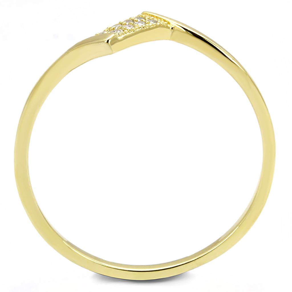 TS594 Gold 925 Sterling Silver Ring featuring a clear AAA Grade CZ stone, showcasing a luxurious gold finish.