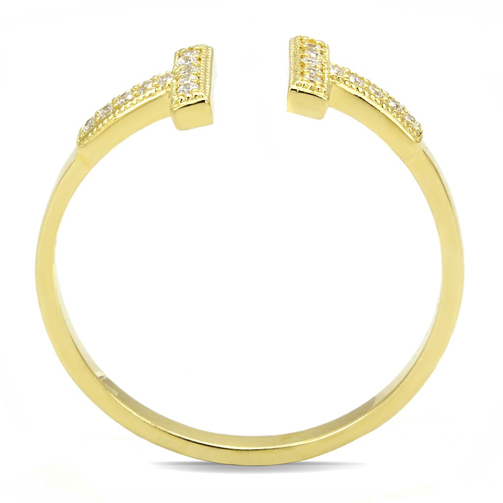 TS598 Gold 925 Sterling Silver Ring featuring a clear AAA Grade CZ stone, showcasing a luxurious gold finish.