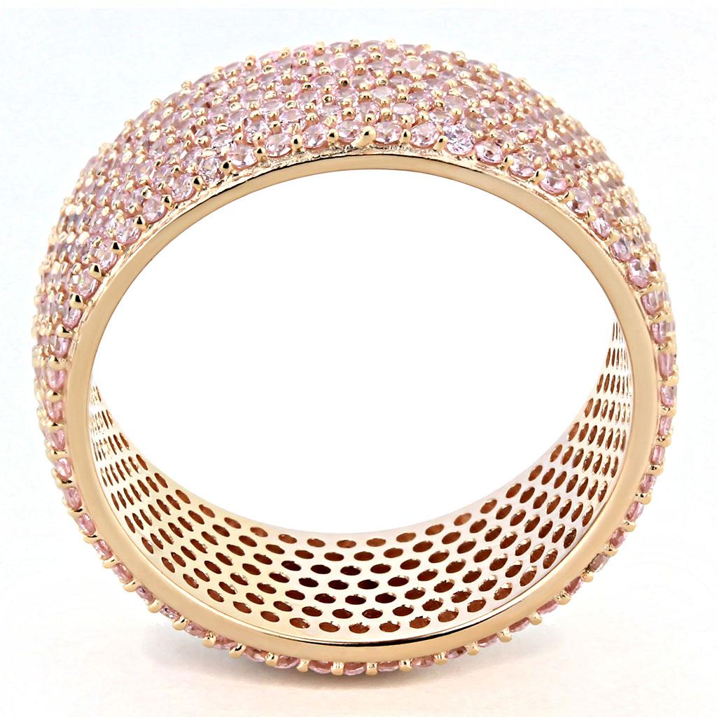 TS612 Rose Gold 925 Sterling Silver Ring featuring AAA Grade CZ in Light Rose color, elegantly designed for any occasion.