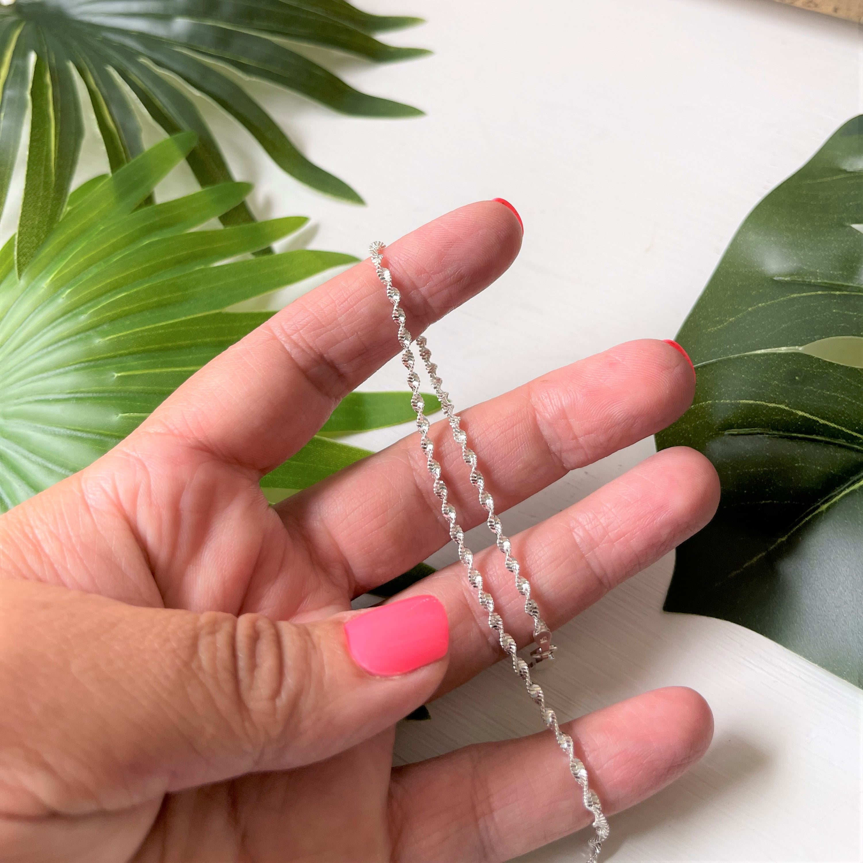 Tully Twisted Sterling Silver Anklet showcasing a beautiful twisted design, perfect for enhancing ankle style.