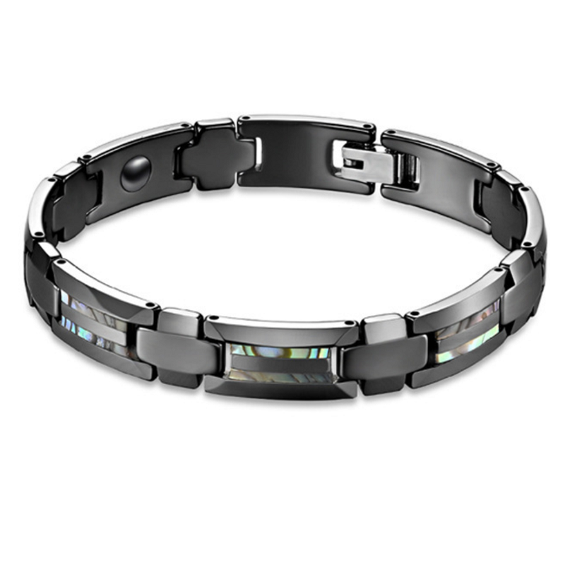 A stylish grey tungsten bracelet for men, showcasing its elegant design and durable construction, perfect for any occasion.