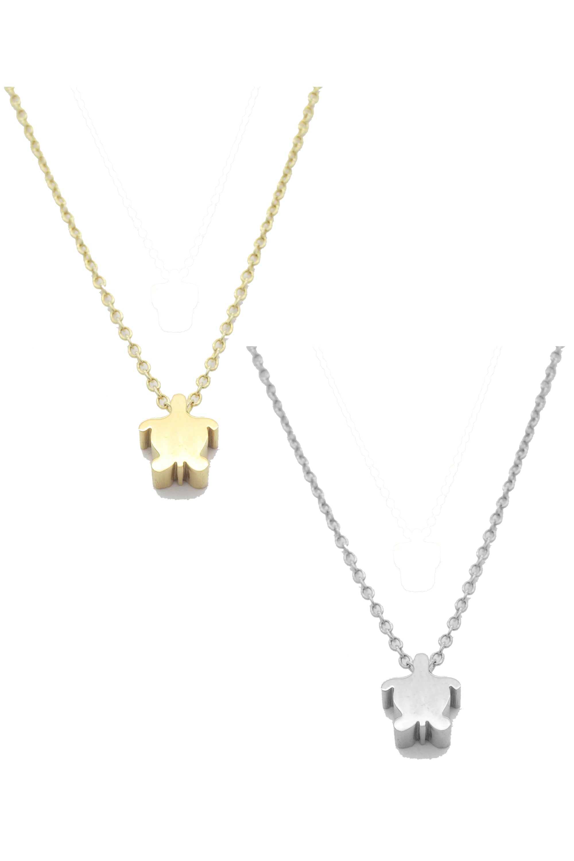 A stylish Turtle Pendant Necklace by DOBBI, featuring a turtle-shaped pendant made of stainless steel, available in various colors.