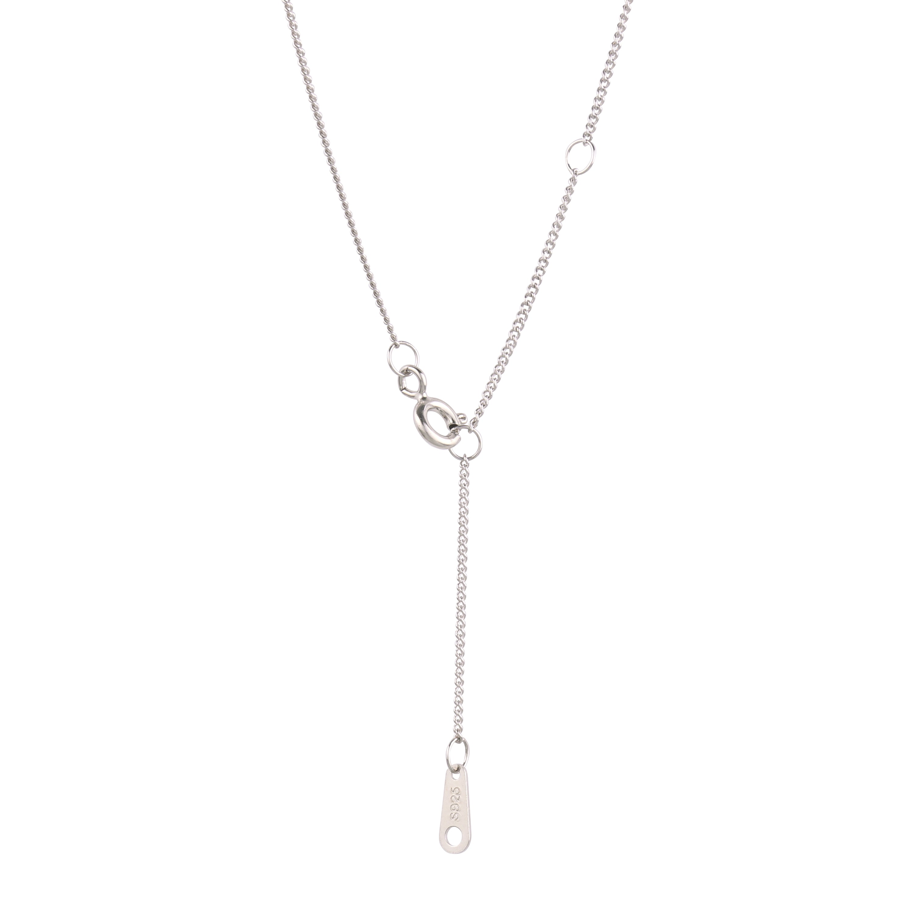 Two Circle Interlocking Pendant Necklace made of rhodium-plated 925 sterling silver, featuring a modern design with a 16-inch link chain.