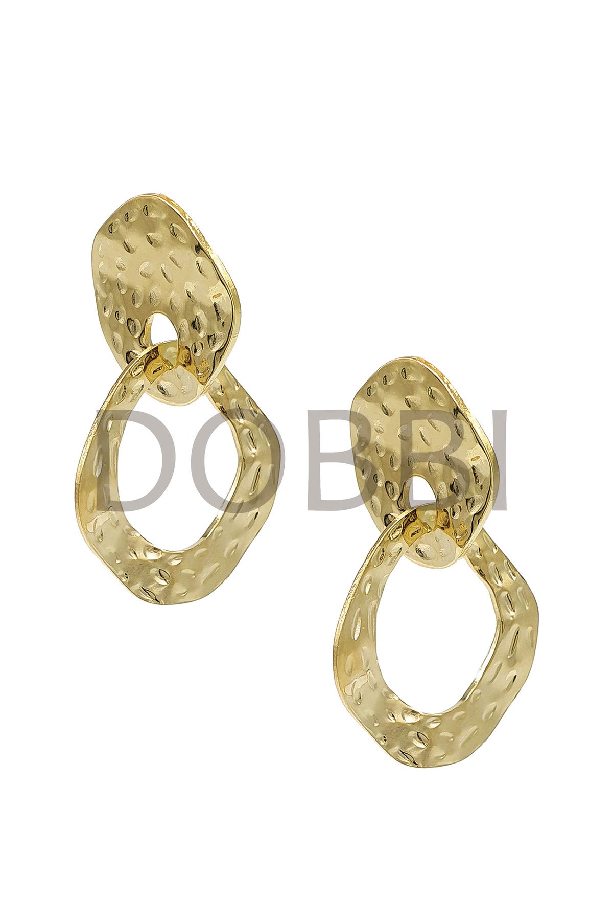 Two lined square wood drop earrings made of brass and base metal, showcasing a modern design.