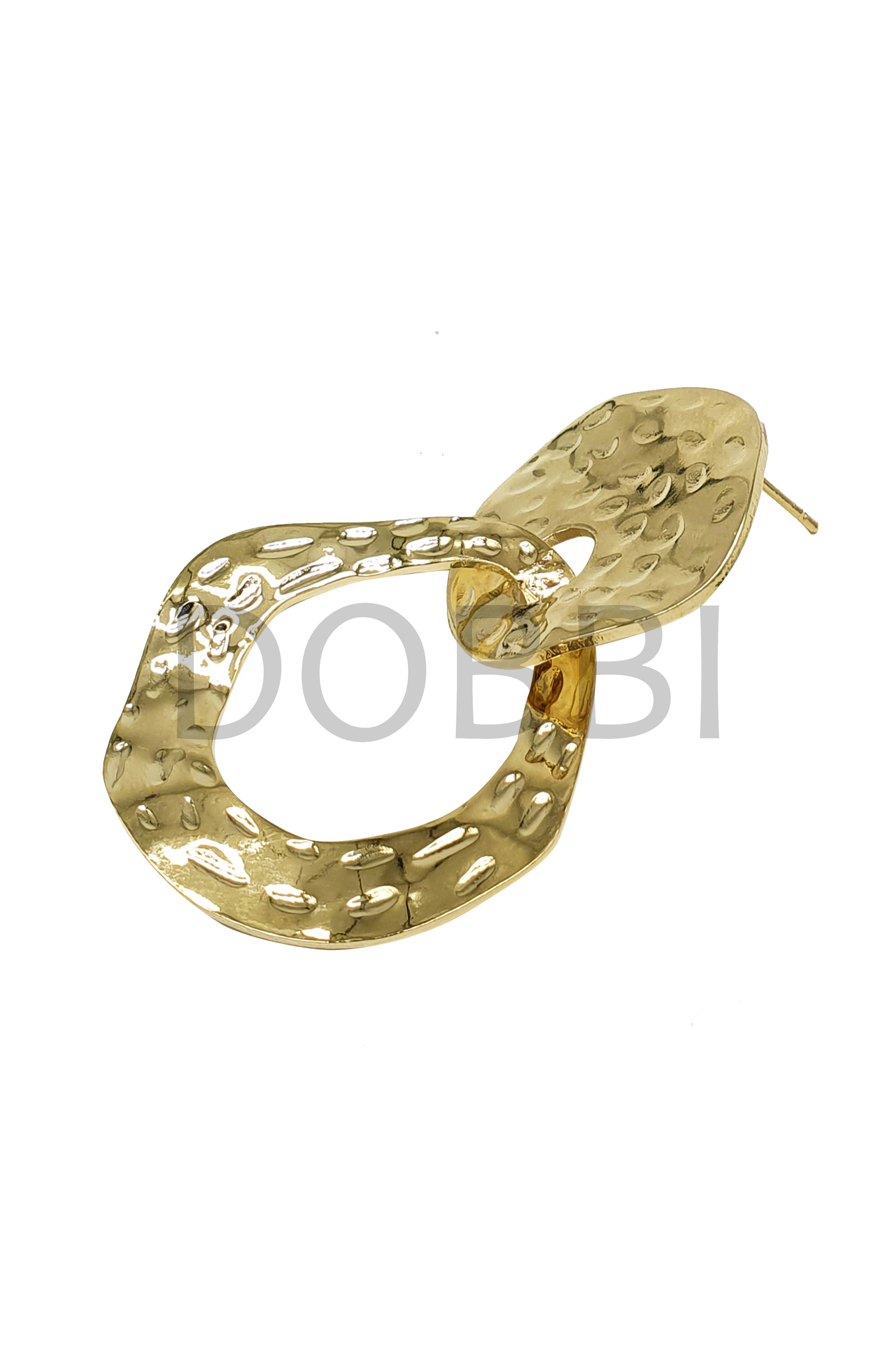 Two lined square wood drop earrings made of brass and base metal, showcasing a modern design.