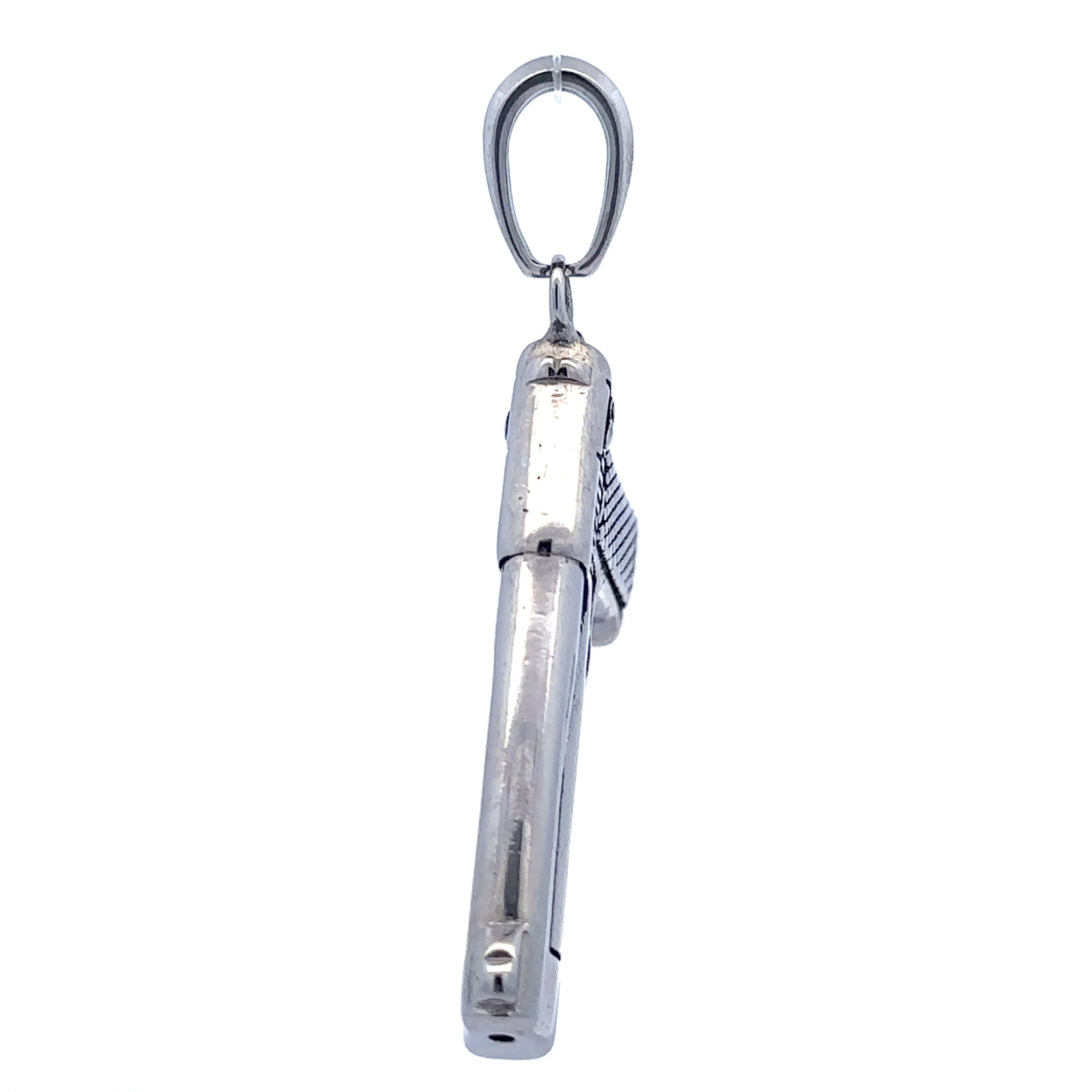 Umbrage Stainless Rhodium Steel Iced Out Pendant featuring a luxurious iced-out design with a shiny rhodium finish.