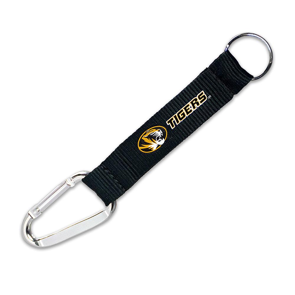 University of Missouri Tigers Lanyard featuring the Tigers logo, carabiner clip, and key ring.