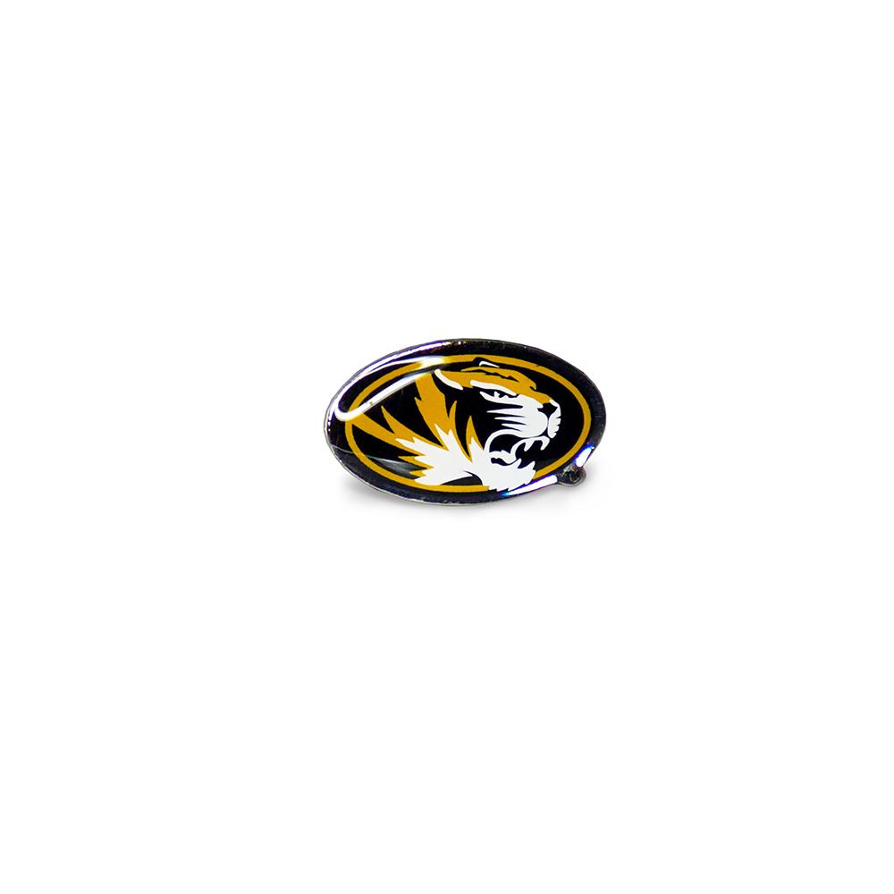University of Missouri Tigers Pin with silver finish, measuring approximately 3/4 inch, perfect for fans.