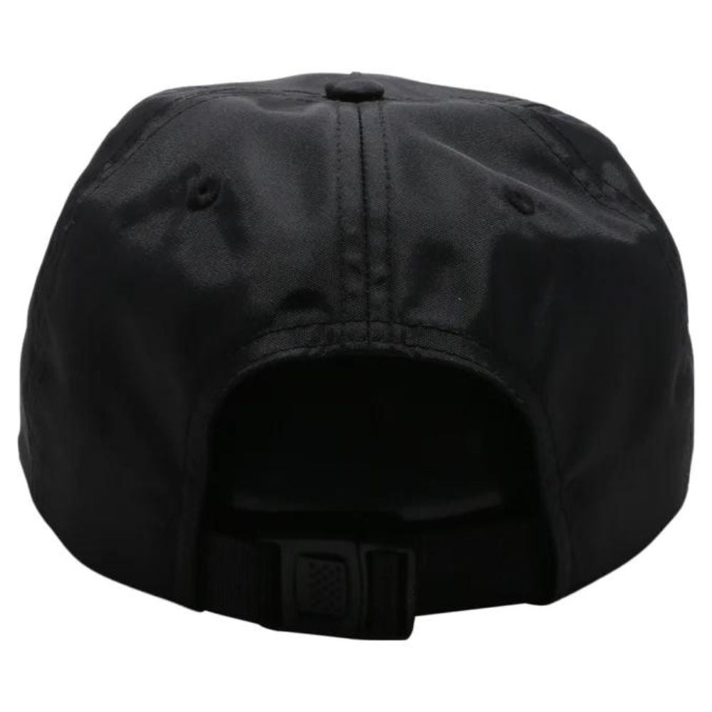 A pack of six unstructured 5 panel nylon hats in various colors, featuring a flat visor and high profile design.