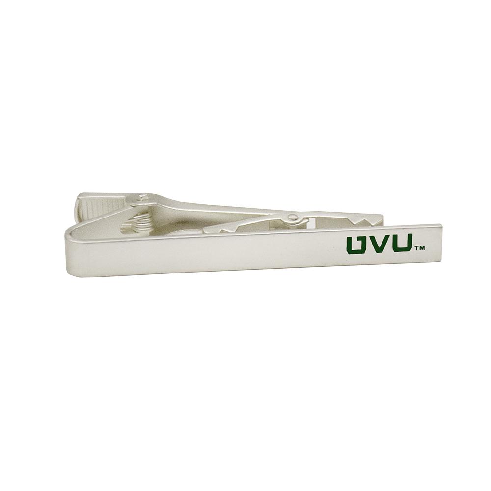 Utah Valley University UVU Tie Bar in brushed silver finish, showcasing school spirit.