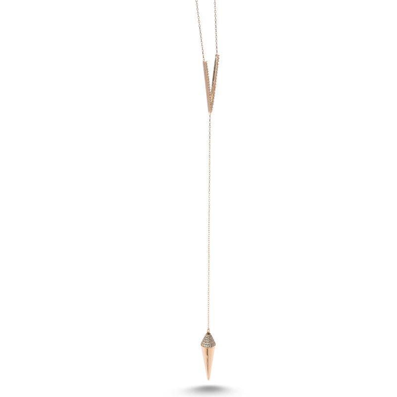 Elegant V Pendulum Necklace in Silver with a stylish V-shaped pendant and adjustable silver chain.