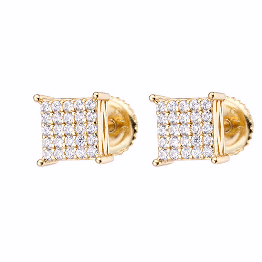 VALENS Sterling Silver Earrings featuring cubic zircon stones in a square shape, elegantly designed for everyday wear.