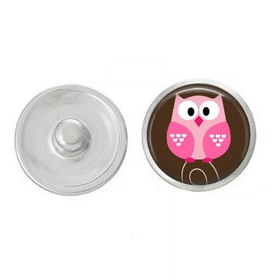 Studio66 LLC Pink Owl Handpressed Snap, featuring a whimsical owl design perfect for Valentine's Day gifts.