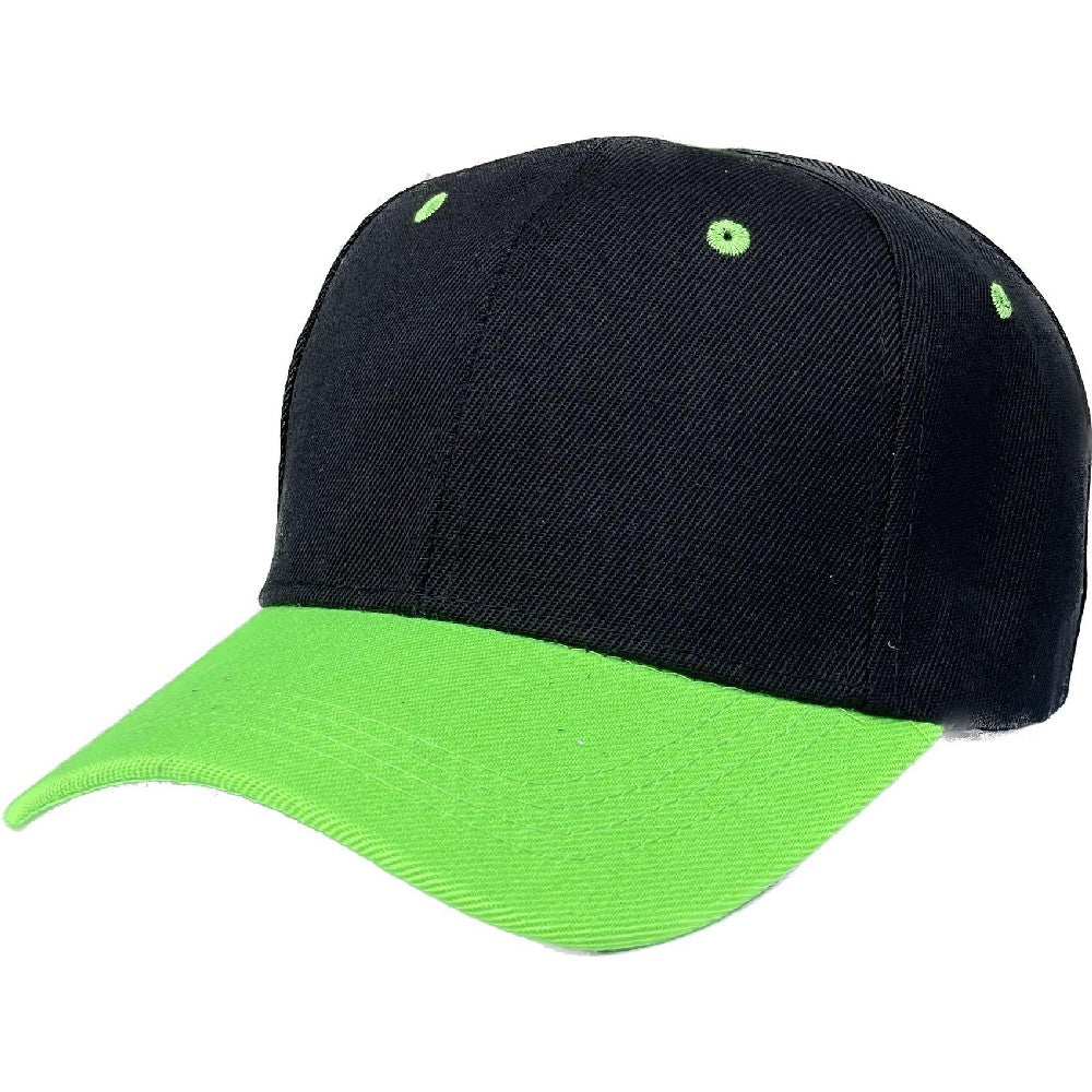 A pack of 6 VELCRO 2TONE baseball caps featuring a structured crown and adjustable Velcro closure, showcasing a stylish two-tone design.