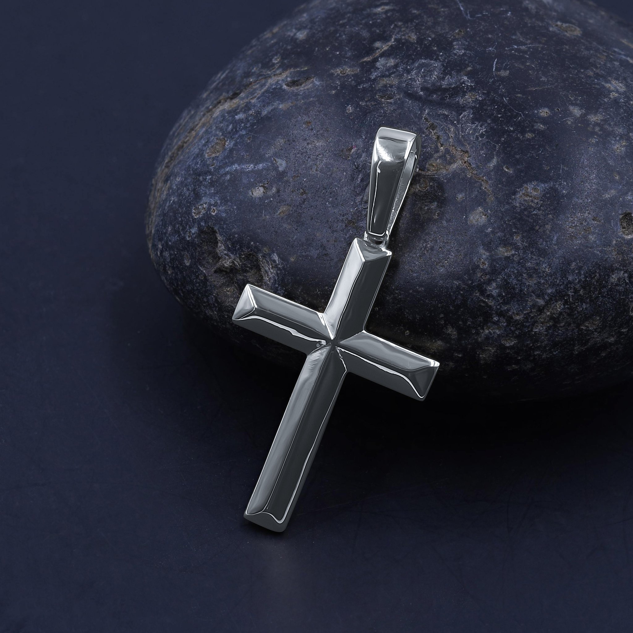 Venerate Silver Pendant featuring a rustic cross design with cubic zircon stones, crafted from brass copper metal.