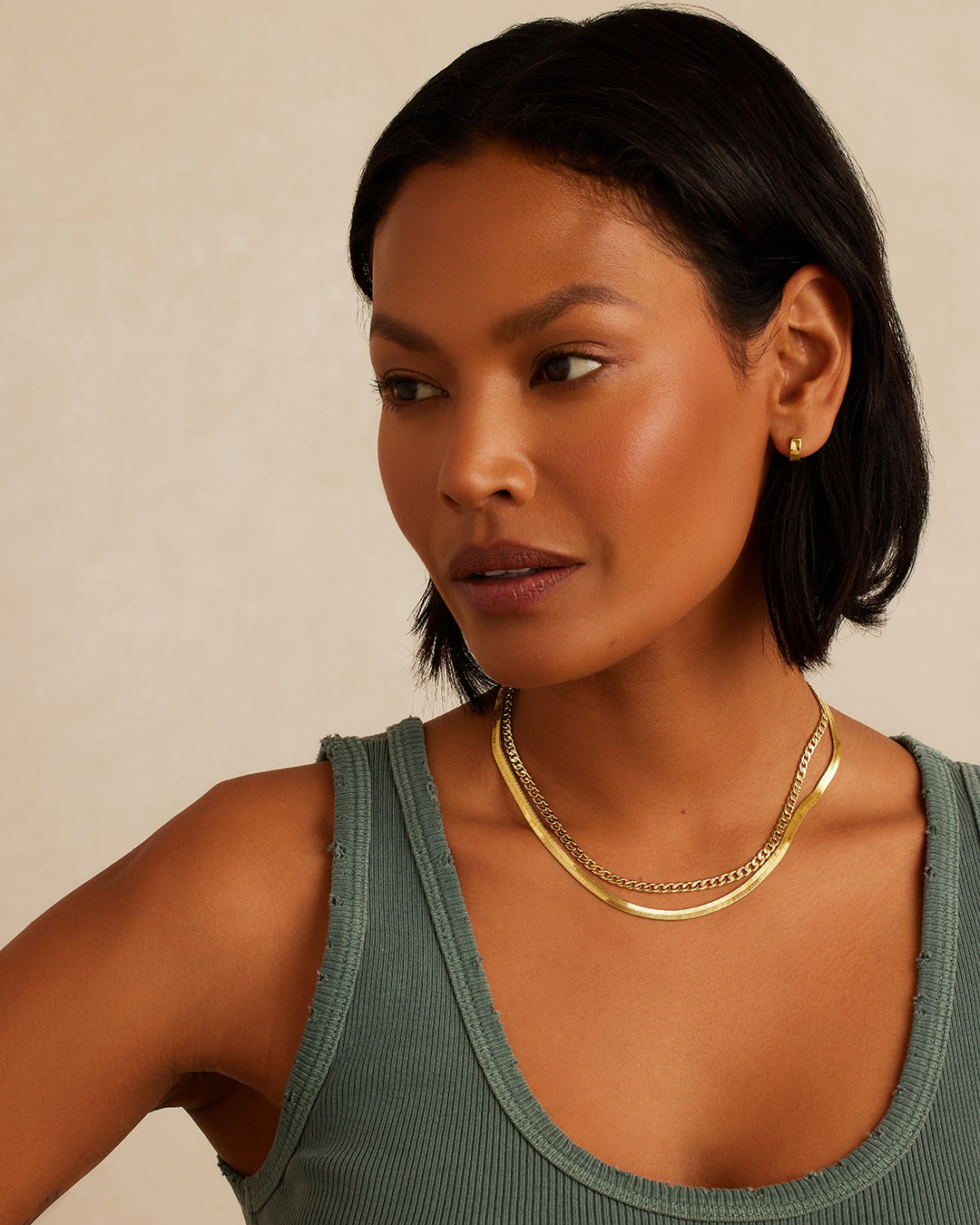 Venice Layering Set featuring two elegant gold plated necklaces designed for layering and styling.