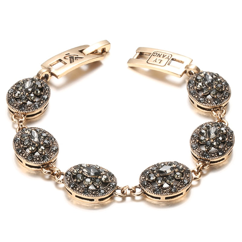 Vintage Antique Statement Black & Bronze Boho Bracelet featuring intricate design and elegant color combination.