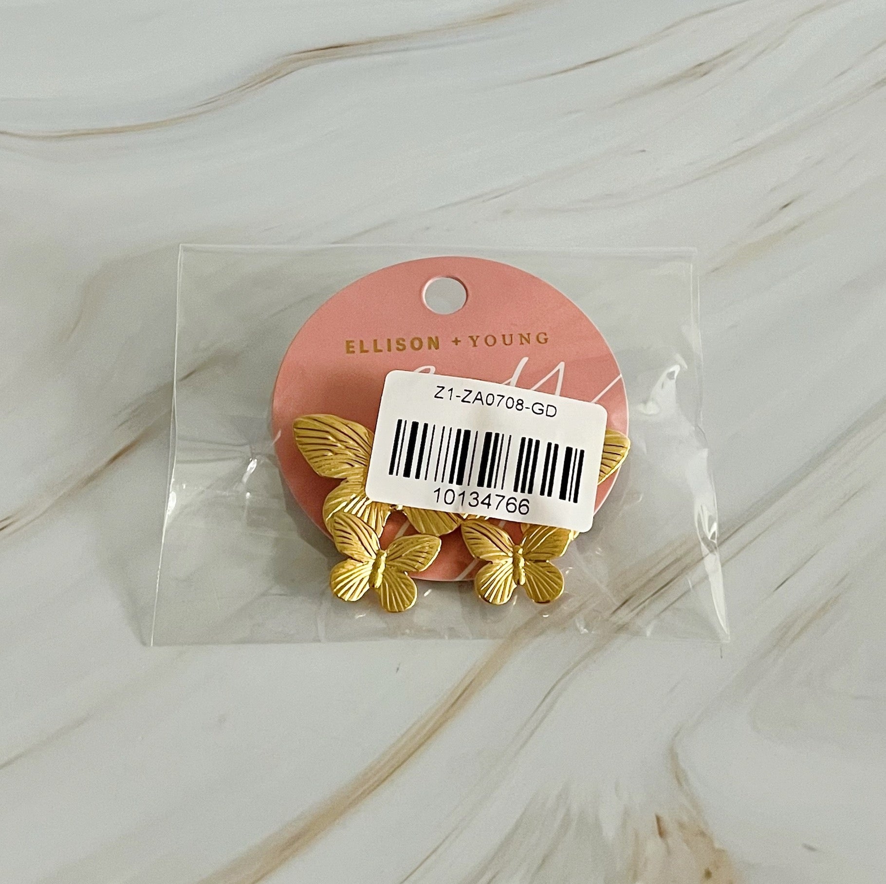 Elegant Vintage Butterfly Duo Earrings in gold plating, showcasing a unique butterfly design.