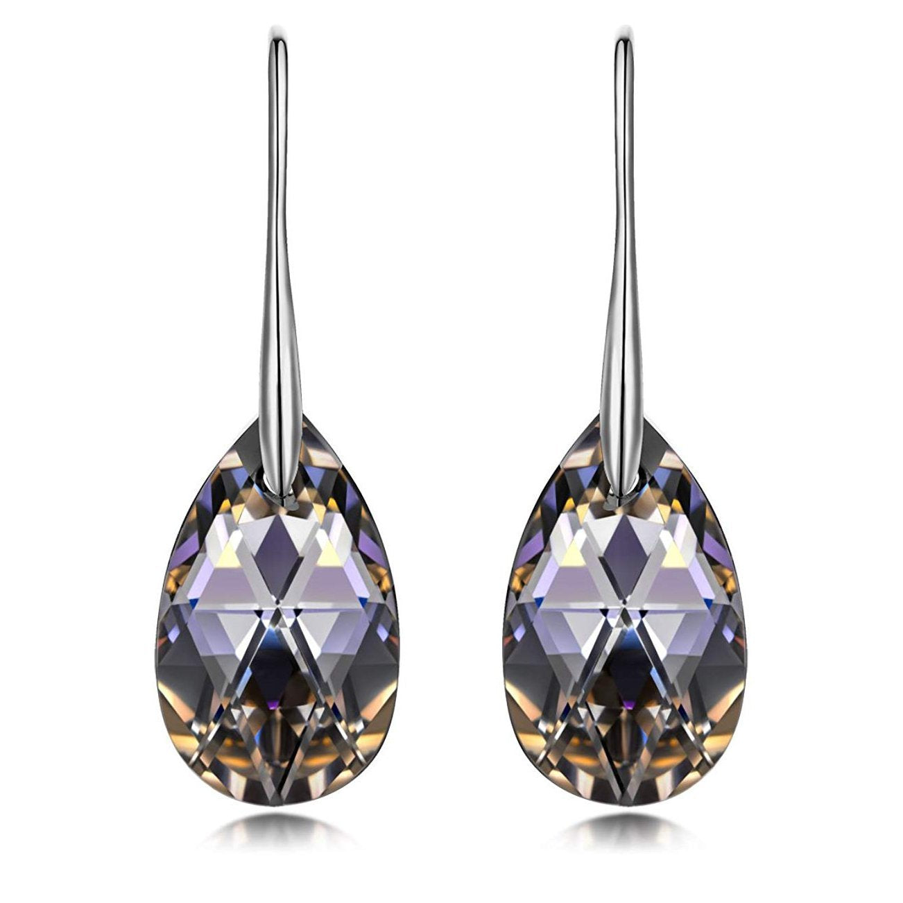 Elegant Vivid Light Crystal Drop Earrings designed in Italy, featuring 18K white gold plating and sparkling Austrian crystals.