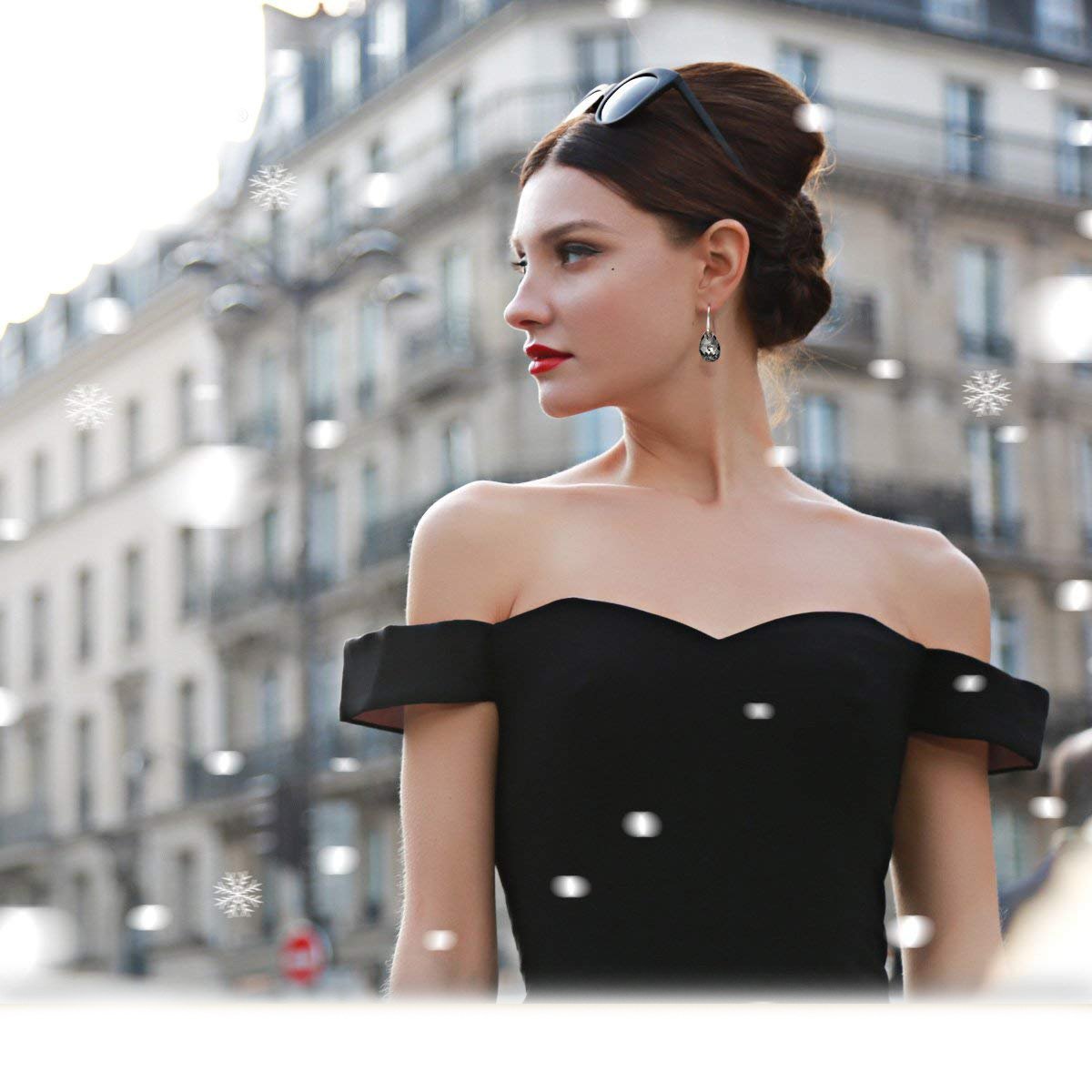 Elegant Vivid Light Crystal Drop Earrings designed in Italy, featuring 18K white gold plating and sparkling Austrian crystals.