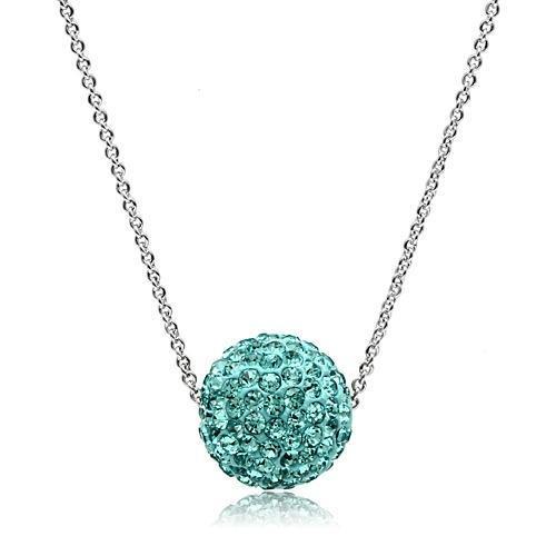 VL059 Rhodium Brass Chain Pendant featuring a stunning sea blue top grade crystal, elegantly designed for any occasion.